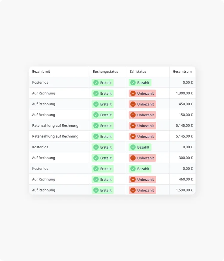 Ninox Mockup Buchungen