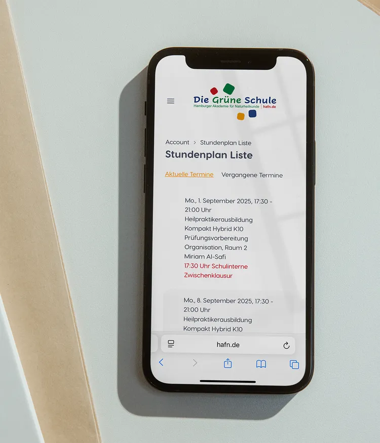 Mockup Stundenplan Handy
