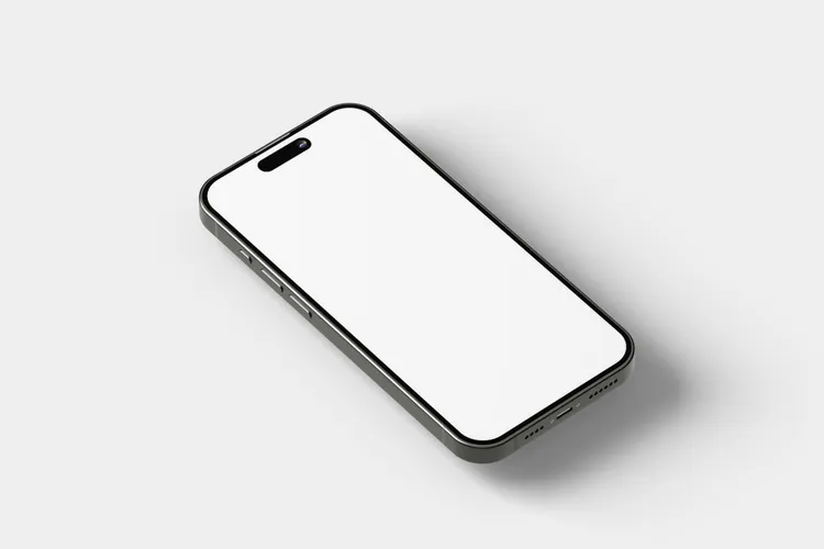 A modern smartphone with a white screen is lying on a light surface. The camera cutout is visible at the top center of the device.